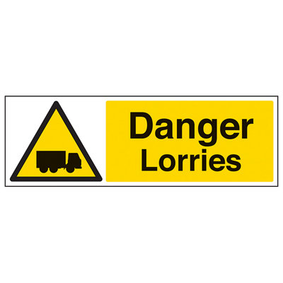 V Safety Danger Lorries Warning Vehicle SignRigid Plastic600X200mm (X3) from B&Q