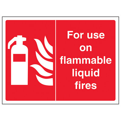 V Safety Use On Flammable Liquid Fires SignRigid Plastic200X150mm (X3) from B&Q