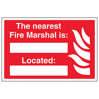 V Safety Nearest Fire Marshals Is Located SignRigid Plastic300X200mm (X3) from B&Q