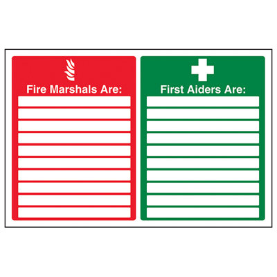 V Safety Fire Marshals First Aiders Safety SignAdhesive Vinyl 300X200mm (X3) from B&Q