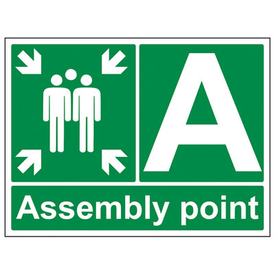 V Safety Assembly Point With Letter Fire SignGlow In Dark400X300mm (X3) from B&Q