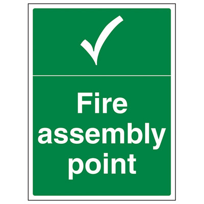 V Safety Fire Assembly Point With Tick SignRigid Plastic300X400mm (X3) from B&Q