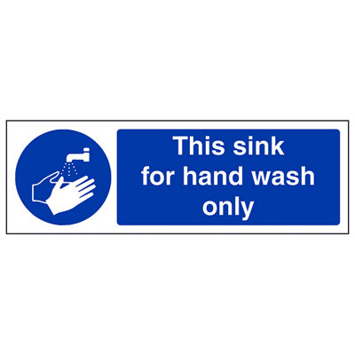 V Safety Sink For Hand Wash Only Catering SignAdhesive Vinyl 300X100mm (X3) from B&Q