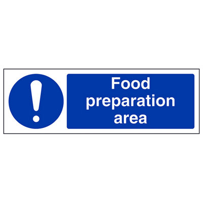 V Safety Food Preparation Area Catering SignRigid Plastic300X100mm (X3) from B&Q