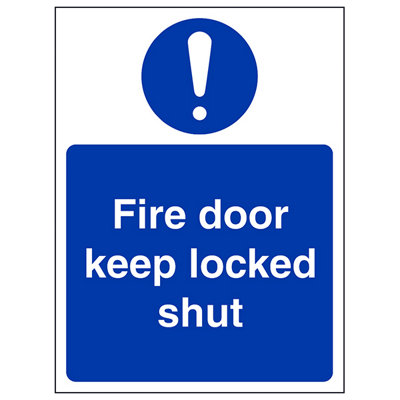 V Safety Fire Door Keep Locked Shut Safety SignGlow In Dark150X200mm (X3) from B&Q