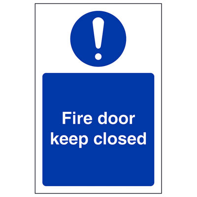 V Safety Fire Door Keep Closed Mandatory SignRigid Plastic150X200mm (X3) from B&Q