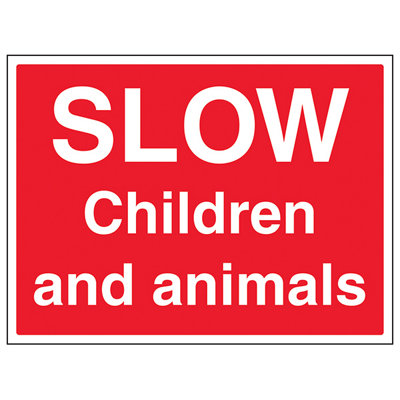 V Safety Slow Children And Animals Farm SignRigid Plastic600X450mm (X3) from B&Q