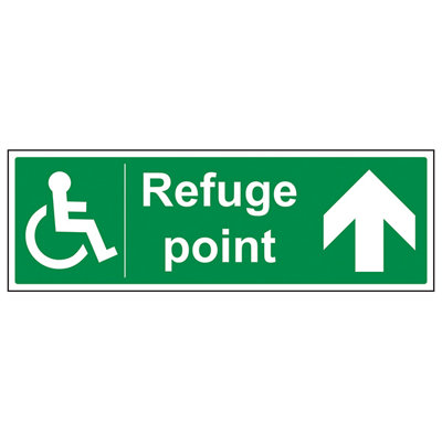 V Safety Refuge Point Arrow Up Fire Safety SignRigid Plastic 300X100mm (X3) from B&Q
