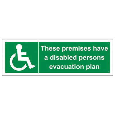 V Safety Disabled Evac. Fire Assembly Point SignRigid Plastic 450X150mm (X3) from B&Q