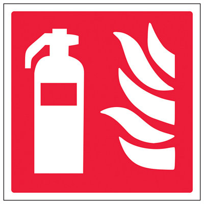 V Safety Fire Extinguisher Logo Safety SignAdhesive Vinyl200X200mm (X3) from B&Q