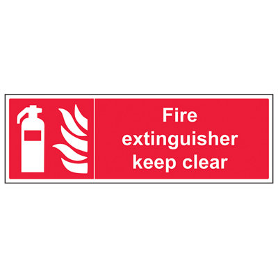 V Safety Fire Extinguisher Keep Clear SignRigid Plastic300X100mm (X3) from B&Q