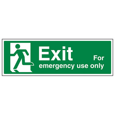V Safety Exit For Emergency Use Man Left SignRigid Plastic450X150mm (X3) from B&Q