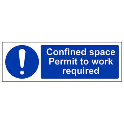 V Safety Confined Space Permit Required SignAdhesive Vinyl300X100mm (X3) from B&Q