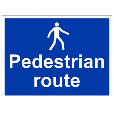 V Safety Pedestrians Route Mandatory SignRigid Plastic600X450mm (X3) from B&Q