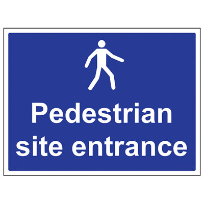 V Safety Pedestrians Site Entrance Safety SignAdhesive Vinyl 400X300mm (X3) from B&Q