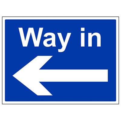 V Safety Way In Arrow Left Direction SignRigid Plastic400X300mm (X3) from B&Q