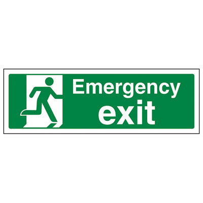 V Safety Emergency Exit Safe Condition SignRigid Plastic300X100mm (X3) from B&Q