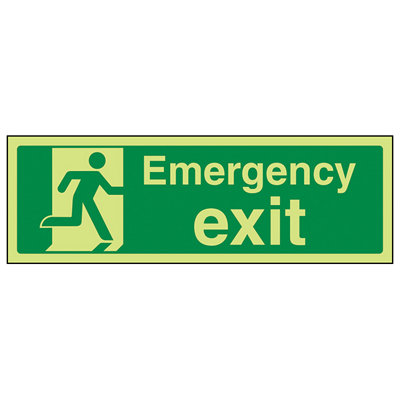 V Safety Emergency Exit Safe Condition SignGlow In The Dark600X200mm (X3) from B&Q