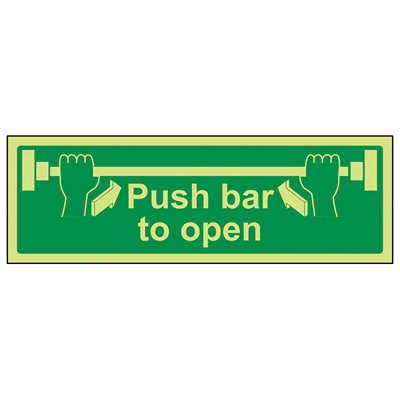 V Safety Push Bar To Open Door Safety SignGlow In The Dark300X100mm (X3) from B&Q