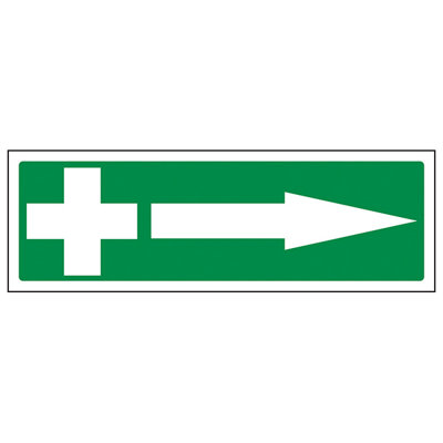 V Safety First Aid Arrow Right Evacuation SignRigid Plastic300X100mm (X3) from B&Q