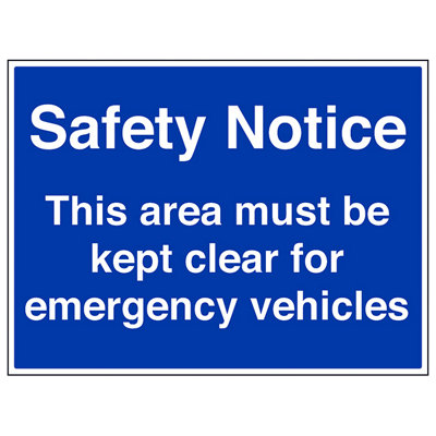 V Safety Area Clear Emergency Vehicles SignRigid Plastic600X450mm (X3) from B&Q