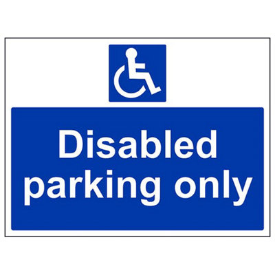 V Safety Disabled Parking Only Car Park SignAdhesive Vinyl400X300mm (X3) from B&Q