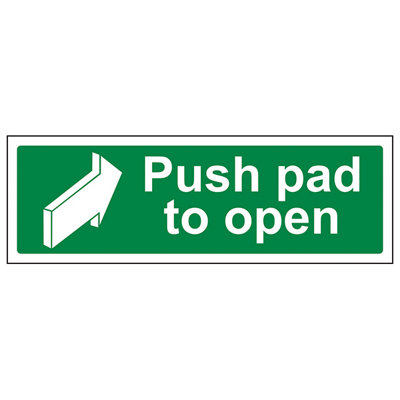 V Safety Push Pad To Open Door Safety SignGlow In The Dark600X200mm (X3) from B&Q