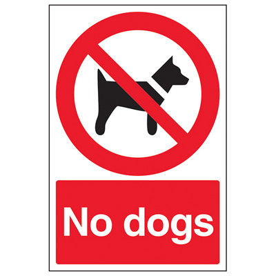 V Safety No Dogs Prohibition Warning SignRed Rigid Plastic300X400mm (X3) from B&Q