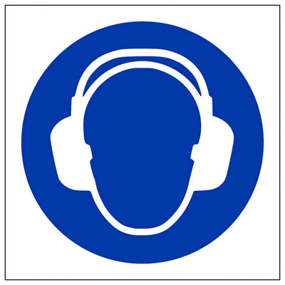 V Safety Ear Protection Logo Ppe Mandatory SignAdhesive Vinyl 200X200mm (X3) from B&Q