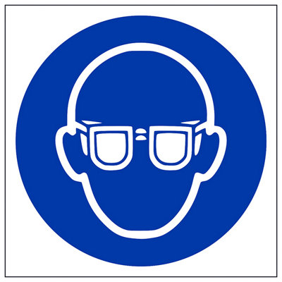 V Safety Eye Protection Logo Ppe Mandatory SignAdhesive Vinyl 150X150mm (X3) from B&Q