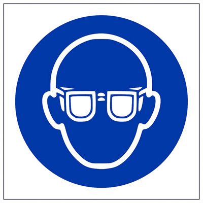 V Safety Eye Protection Logo Ppe Mandatory SignAdhesive Vinyl 200X200mm (X3) from B&Q