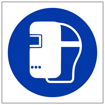 V Safety Welding Mask Logo Mandatory Ppe SignRigid Plastic100X100mm (X3) from B&Q