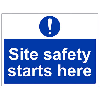 V Safety Site Safety Starts Here Machinery SignRigid Plastic 400X300mm (X3) from B&Q