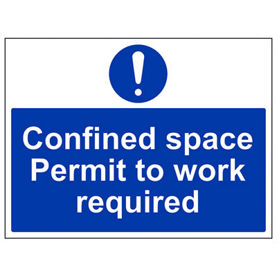V Safety Confined Space Permit To Work SignAdhesive Vinyl400X300mm (X3) from B&Q