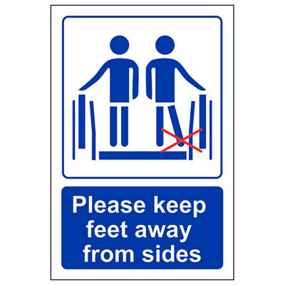 V Safety Please Keep Feet Away From Sides SignAdhesive Vinyl 100X150mm (X3) from B&Q