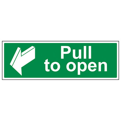 V Safety Pull To Open Door Direction SignGlow In The Dark450X150mm (X3) from B&Q
