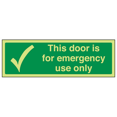 V Safety Door For Emergency Use Only SignGlow In The Dark300X100mm (X3) from B&Q