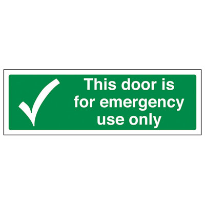 V Safety Door For Emergency Use Only SignRigid Plastic600X200mm (X3) from B&Q