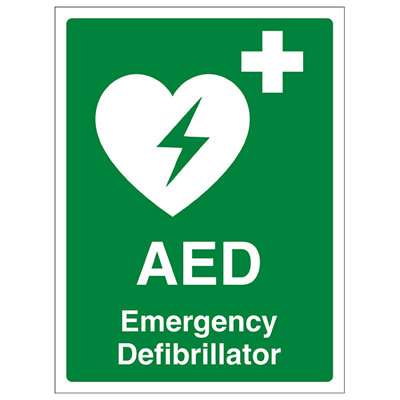 V Safety Aed Emergency Defib Health Safety SignRigid Plastic 200X300mm (X3) from B&Q