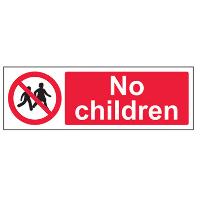 V Safety No Children Prohibition Access SignAdhesive Vinyl300X100mm (X3) from B&Q