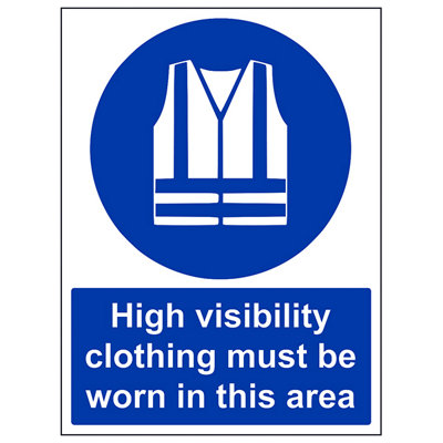 V Safety High Visibility Worn In Area Ppe SignAdhesive Vinyl 300X400mm (X3) from B&Q