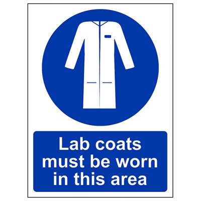 V Safety Lab Coats Must Be Worn In Area Ppe SignRigid Plastic 200X300mm (X3) from B&Q