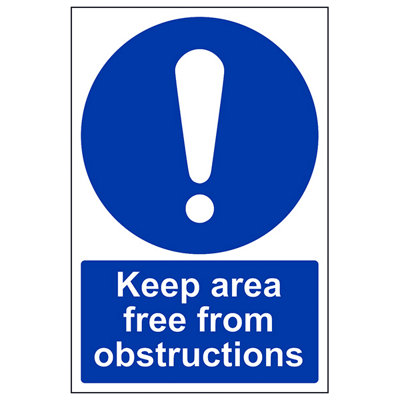 V Safety Keep Area Free From Obstructions SignRigid Plastic150X200mm (X3) from B&Q