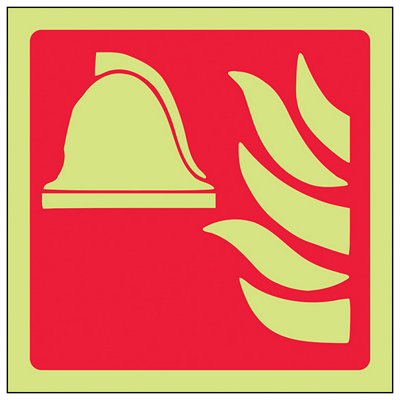 V Safety Fire Point Logo Equipment SignGlow In The Dark100X100mm (X3) from B&Q