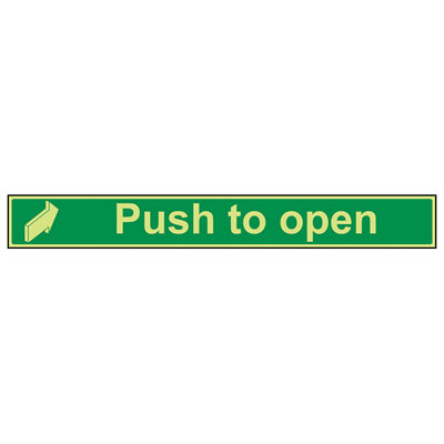 V Safety Push To Open Door Direct Safety SignGlow In The Dark 600X75mm (X3) from B&Q