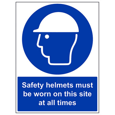 V Safety Safety Helmets Worn At All Times SignRigid Plastic300X400mm (X3) from B&Q