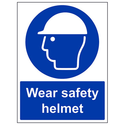 V Safety Wear Safety Helmet Ppe Workplace SignRigid Plastic300X400mm (X3) from B&Q