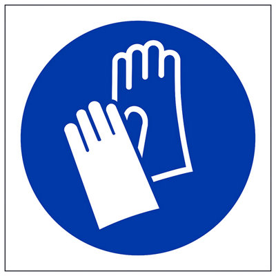 V Safety Gloves Logo Mandatory Ppe Safety SignRigid Plastic100X100mm (X3) from B&Q