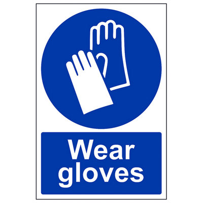 V Safety Wear Gloves Ppe Mandatory Safety SignAdhesive Vinyl 150X200mm (X3) from B&Q