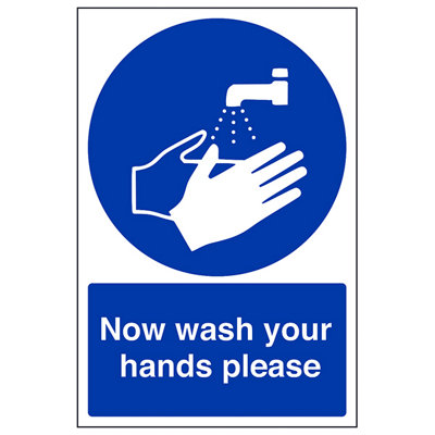 V Safety Wash Your Hands Please Hygiene SignAdhesive Vinyl150X200mm (X3) from B&Q